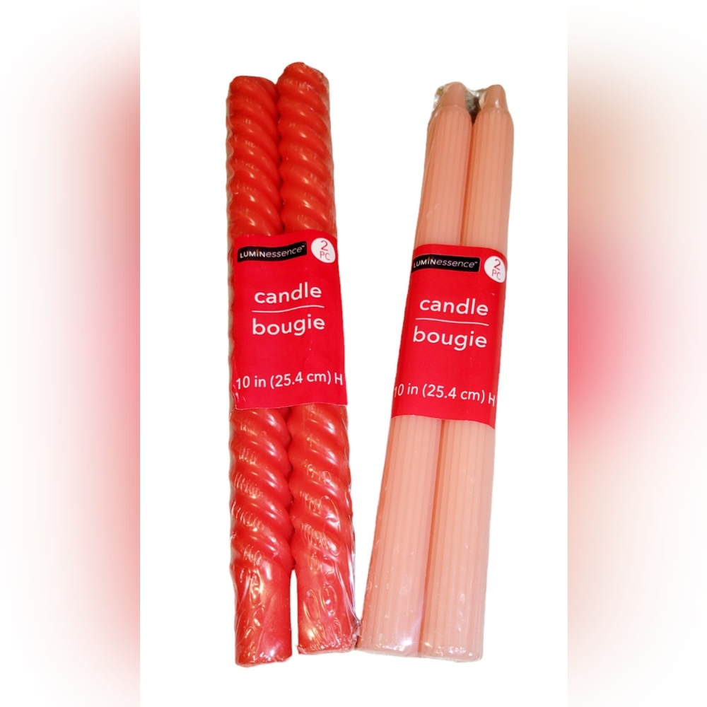 Fun Valentine's Day Candles 10" Red Swirl And Pink Ridge Stem Taper